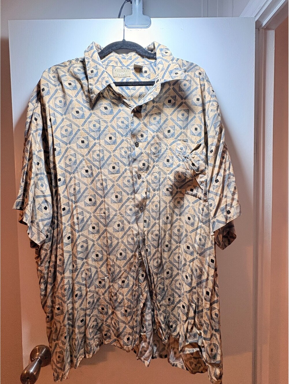 3XL Natural Issue tan blue-gray button down